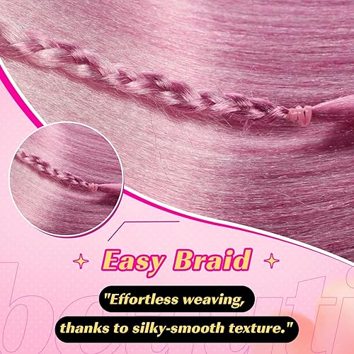 Miniatura 9 de Purshine Extensiones de cabello trenzado preestiradas ombré de 24 pulgadas, paquete de 3 paquetes de trenzas sintéticas naturales para mujeres y