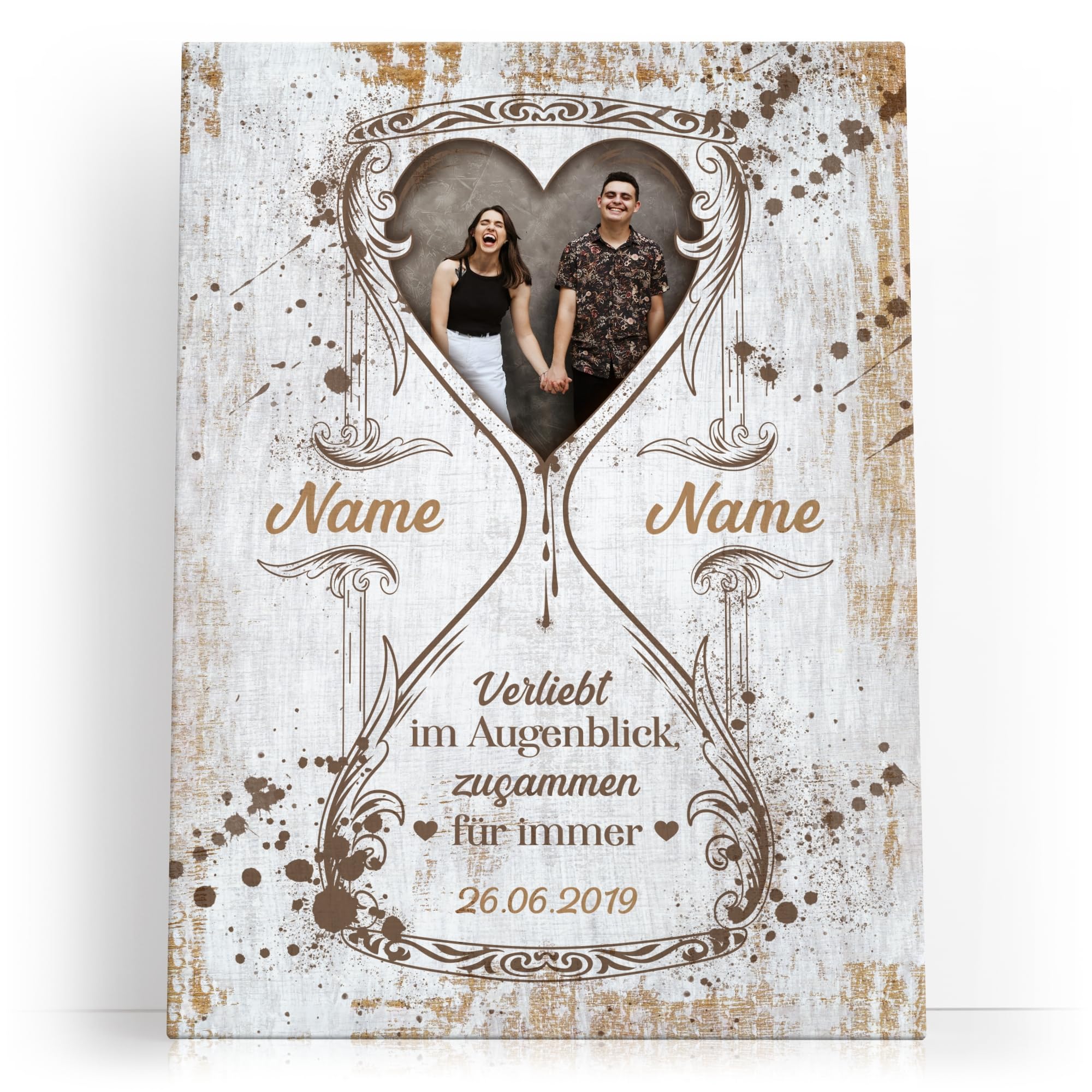 Liebesleinwand Personalisiertes Fotogeschenk für Partner Geschenk Jahrestag, Verlobung, Hochzeitstag | Leinwandbild mit eigenem Foto romantisch gestalten | Ewige Augenblicke