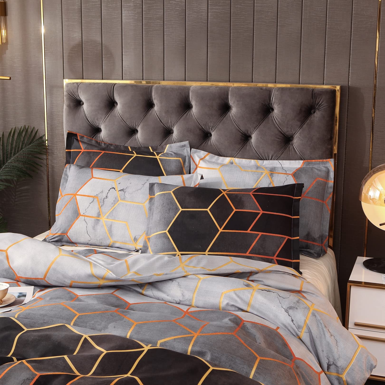 ALEjon Juego de Cama Doble Geométrica de Microfibra, 220 x 240 cm, con 2 Fundas de Almohada