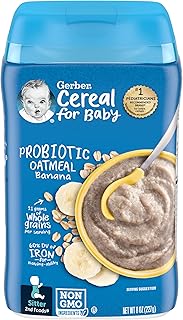 Gerber Baby Cereal 2nd Foods Probiotic, Oatmeal Banana, 8 Ounce