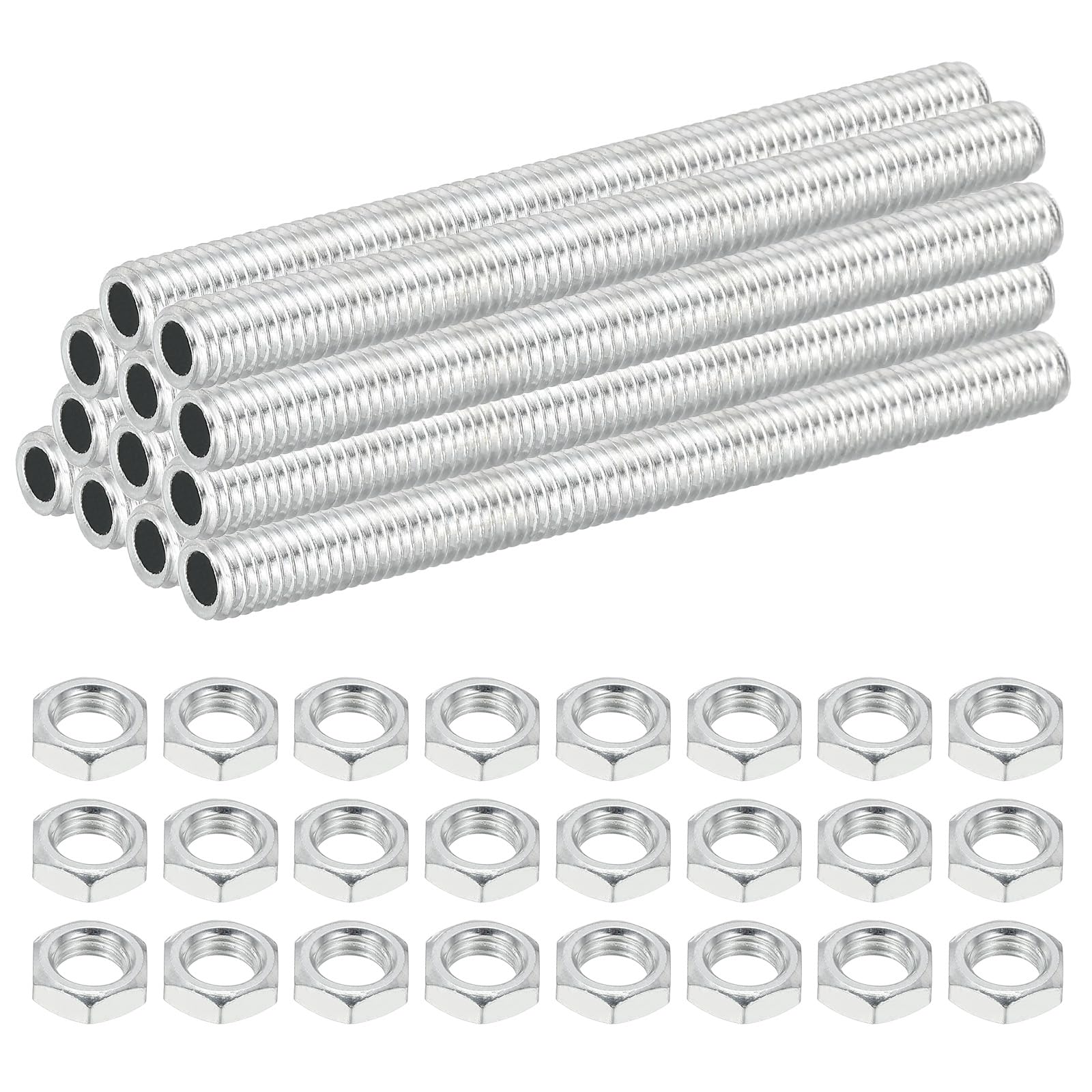 PATIKIL M8 Fine Thread Carbon Steel Lamp Pipe With Nut