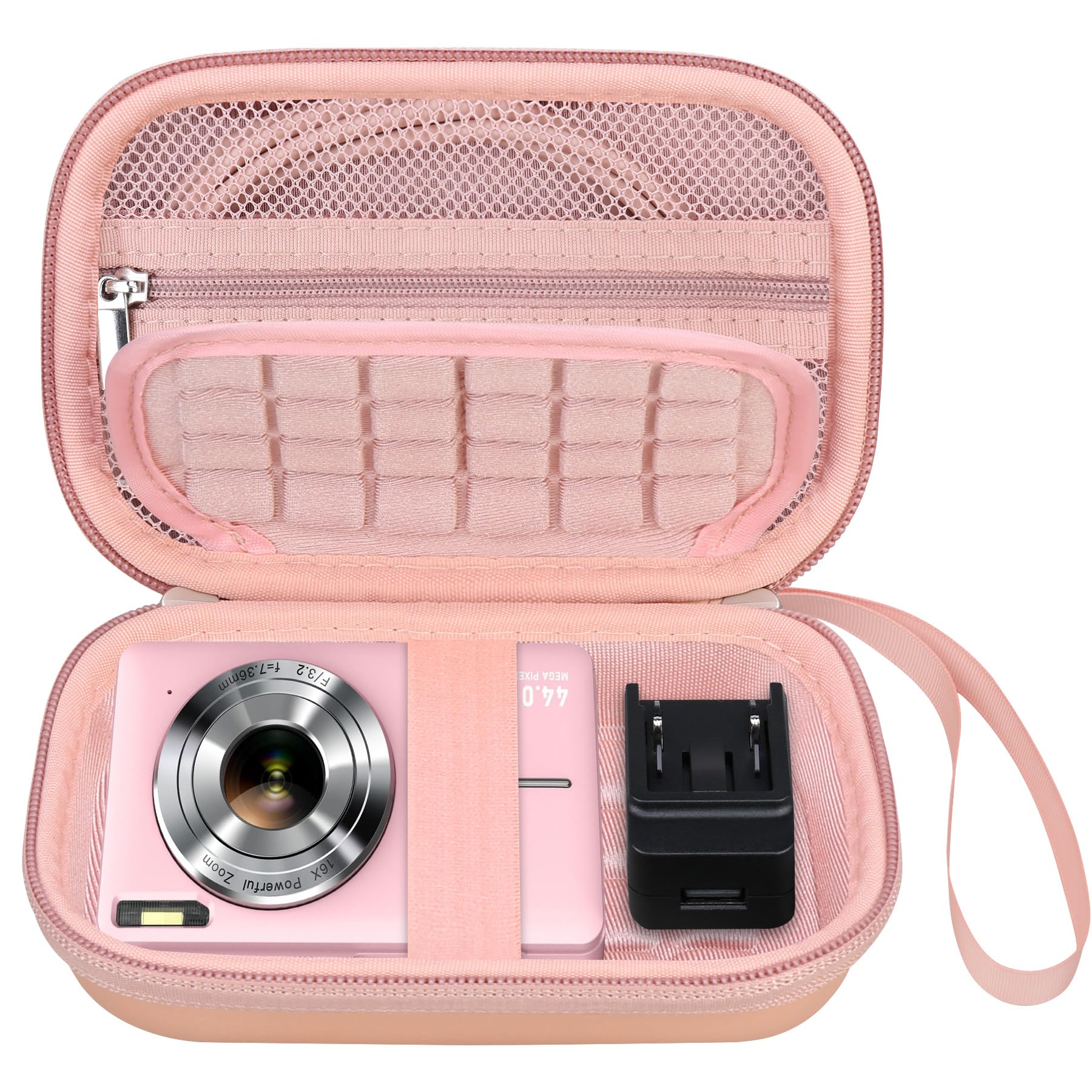 ElonboDigital Camera Carrying Case for CAMKORY/Toberto/AiTechny/VAHOIALD/IWEUKJLO FHD 1080P, Boys Girls Kids Compact Small Travel Storage Cover Protective Bag, Rose Gold
