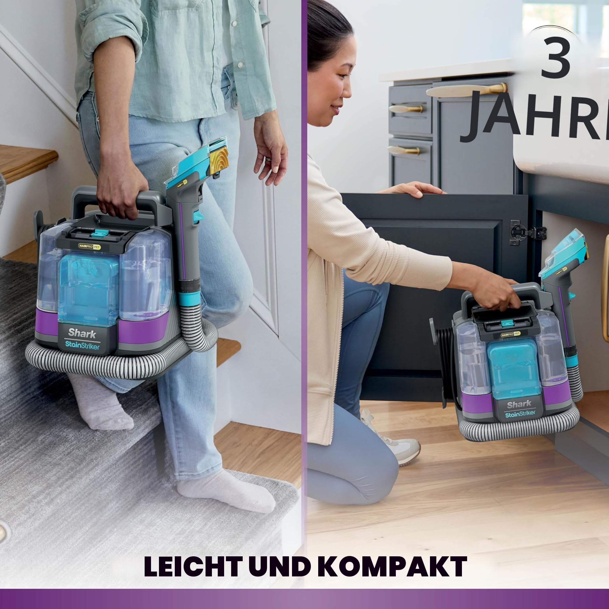 Shark StainStriker HairPro Haustierfleckenreiniger, 450 W starke Saugkraft, Anti-Verstopfungs-Haarentferner, entfernt hartnäckige Flecken und Gerüche, leicht und