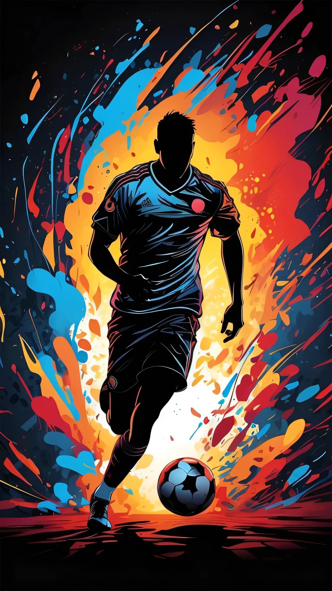 ARTGOTO Paint by Numbers for Adults, Soccer Player DIY Acrylic Painting Kit, Large 15.7x27.5inch/40x70cm Canvas, Abstract Sports Wall Decor, Colorful Football Art, No Frame
