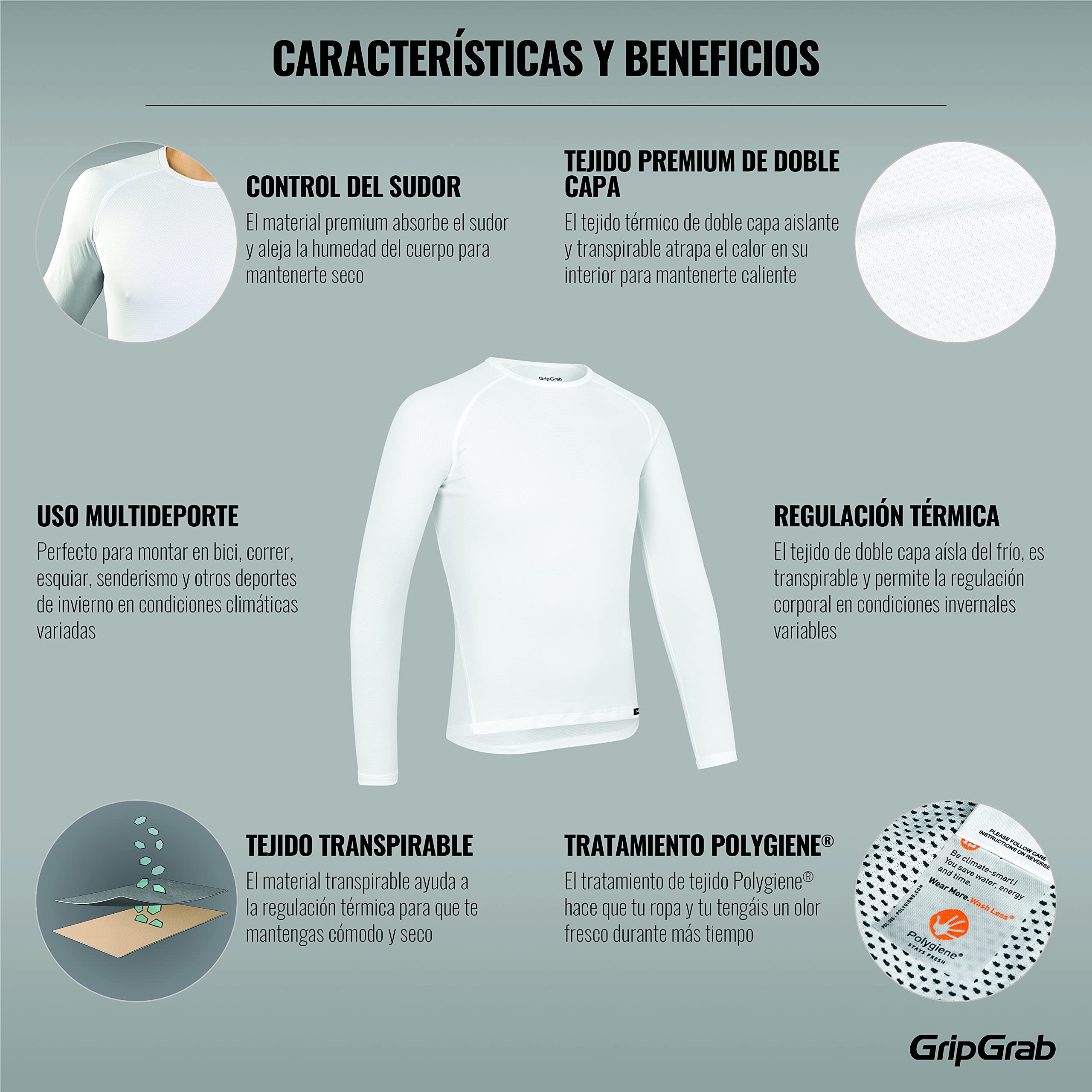 GripGrab Camiseta Interior de Ciclismo Ride 1ud o 3ud Térmica Manga Larga Ciclismo Running Ski Deportes Invierno Transpirable Adulto