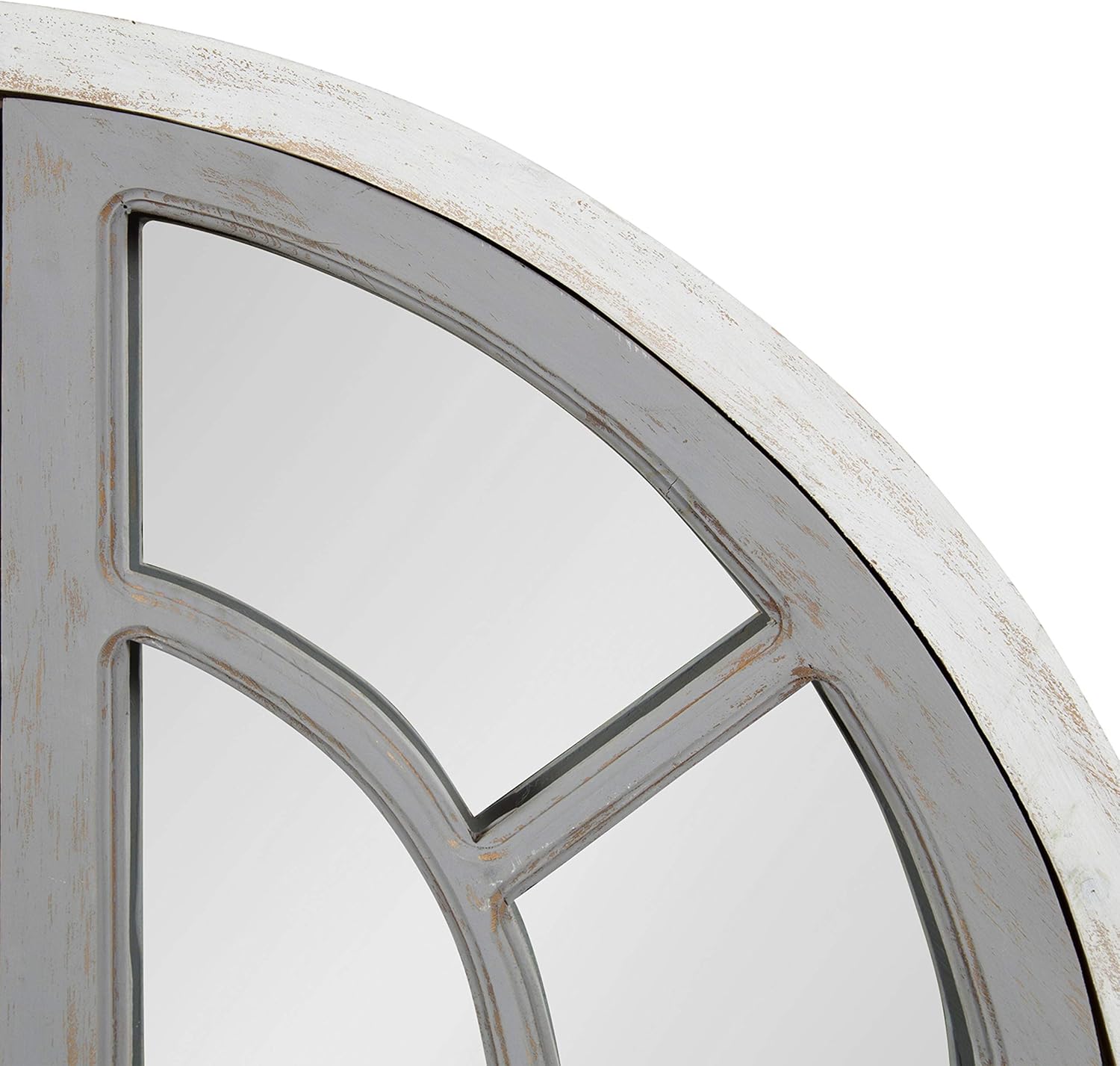 Kate and Laurel Boldmere Large Traditional Wood Windowpane Arch Mirror, 28x44, Gray and White