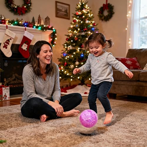 Miniatura 2 de Balón de fútbol rosa con purpurina, talla 2, pelota de recreación brillante para niñas