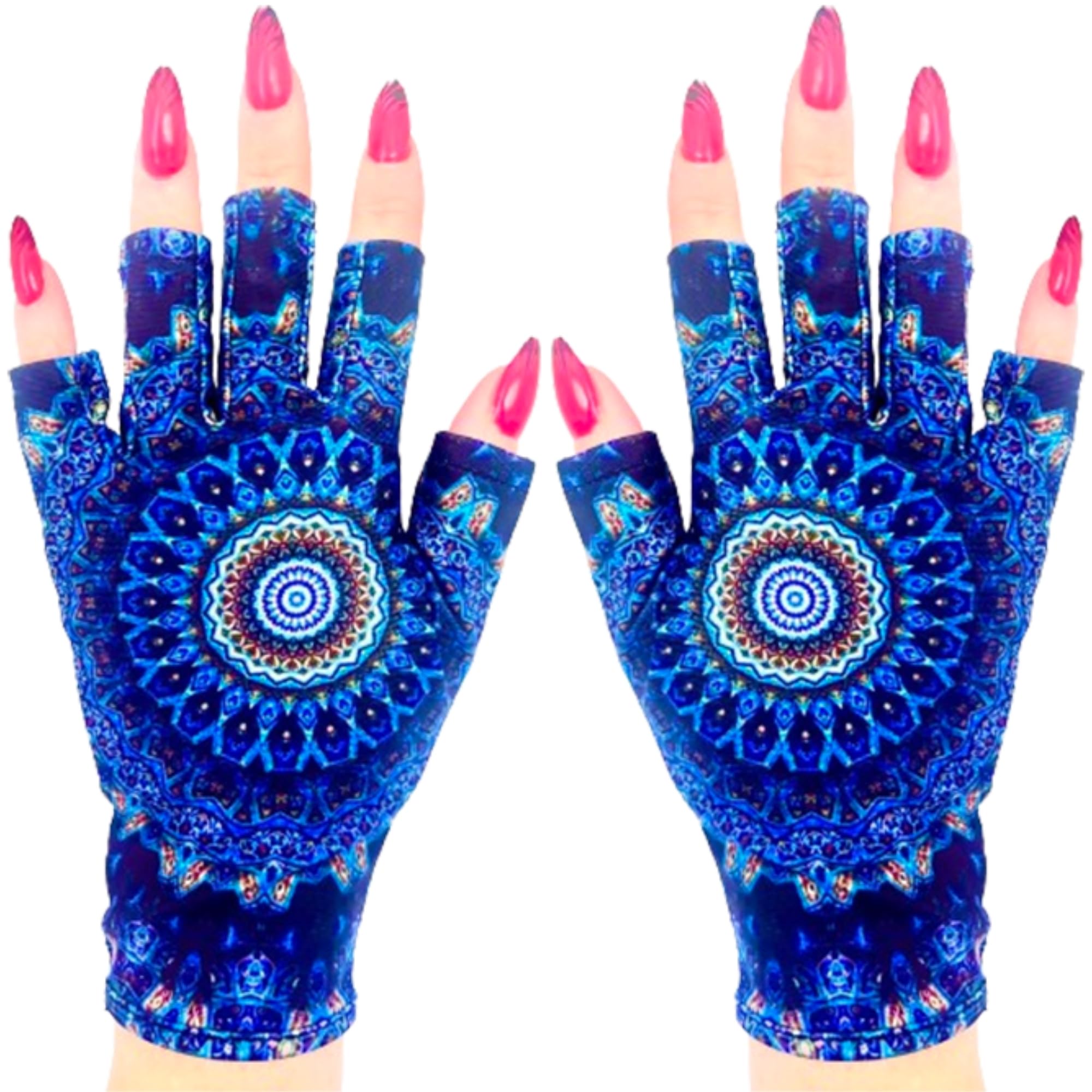 ManiGlovz Guantes de uñas con protección UV y protección solar (impresión artística a juego)
