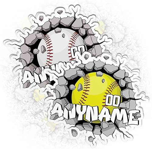Miniatura 20 de Calcomanía con nombre personalizado, calcomanía de casco de béisbol y sóftbol, calcomanías de vinilo troqueladas para casco duro, laptop, botella