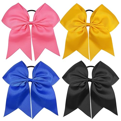 4 lazos elásticos grandes de 8 pulgadas, bandas elásticas para el cabello, cinta de grogrén, soporte para cola de caballo para animadoras