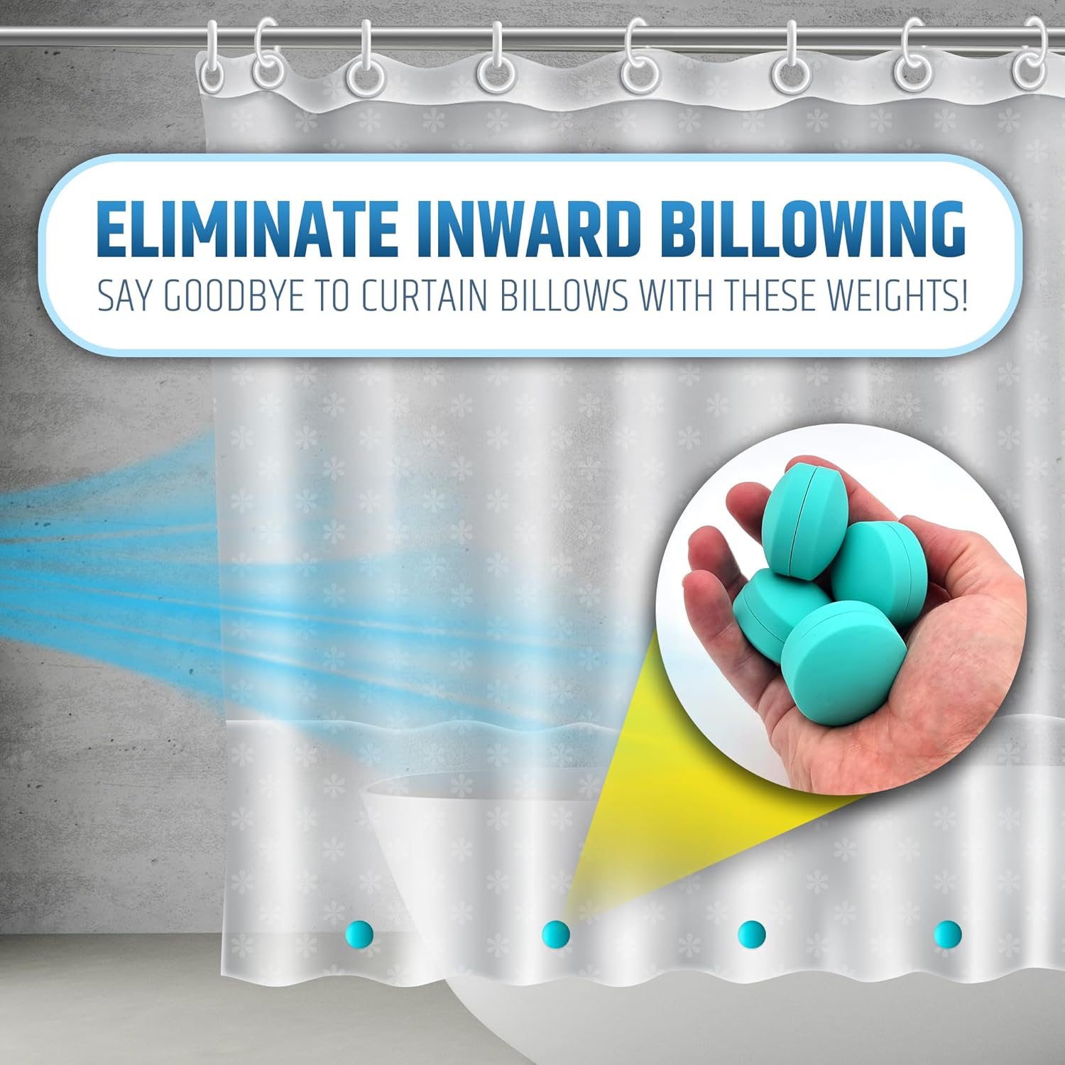 Powerful Anti-Billowing Magnetic Shower Curtain Weights for Splash-Free Bath Experience - 360° Silicone Wrapped - Will Never Rust - Heavy Magnets Prevent Curtain Liners from Blowing | 4 Pairs | Green