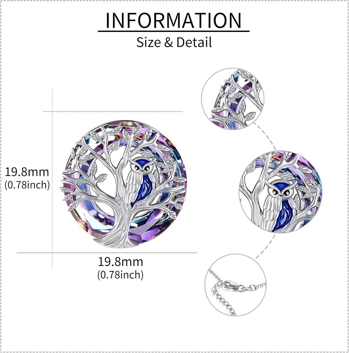 Owl Necklace 925 Sterling Silver Tree of Life Necklace With Crystal Owl Pendant Tree of Life Jewelry Owl Gifts for Women - Image 4