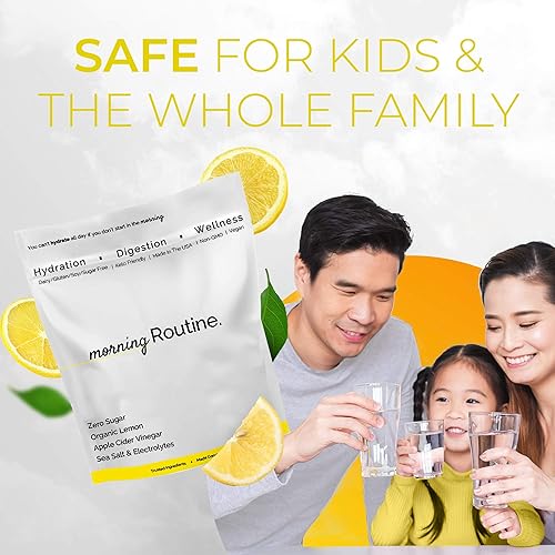 Miniatura 6 de ROUTINE Morning Daily Hydration  Paquetes de electrolitos en polvo con vinagre de sidra de manzana, limón y sal marina  Polvo hidratante, mezcla de