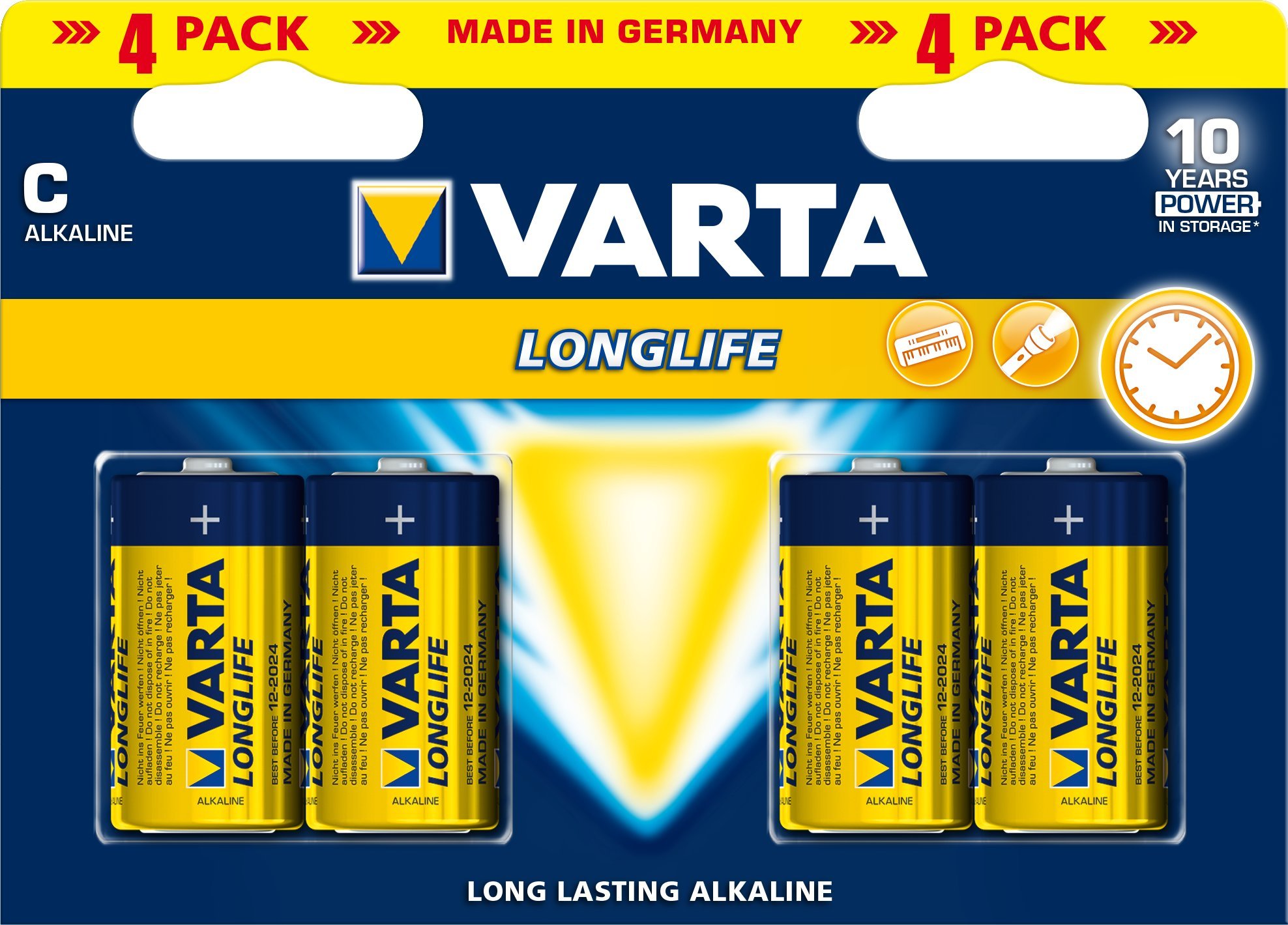 VartaAlkaline C Size (LR14) Longlife Batteries 1.5V - Pack of 4