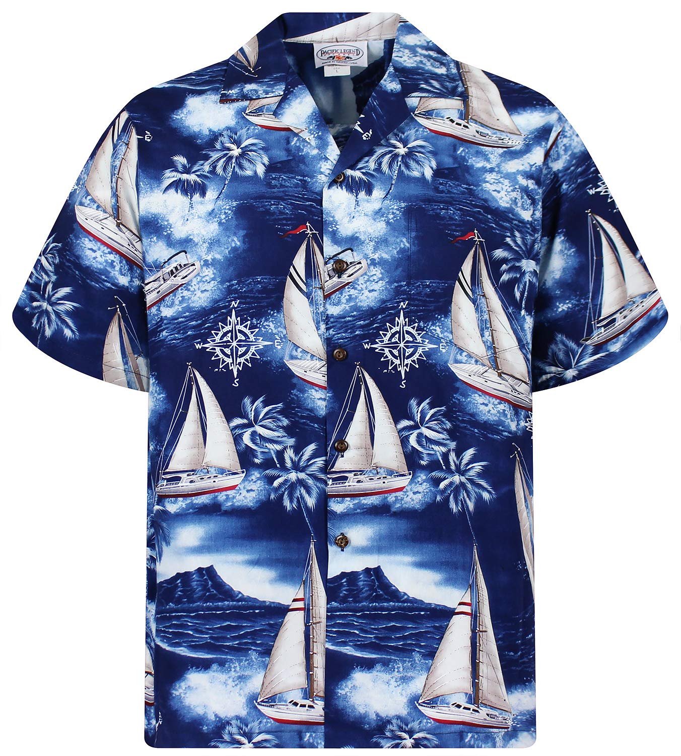 P.L.A. PLA Original Hawaiian Shirt Yachts, Blue, XXL