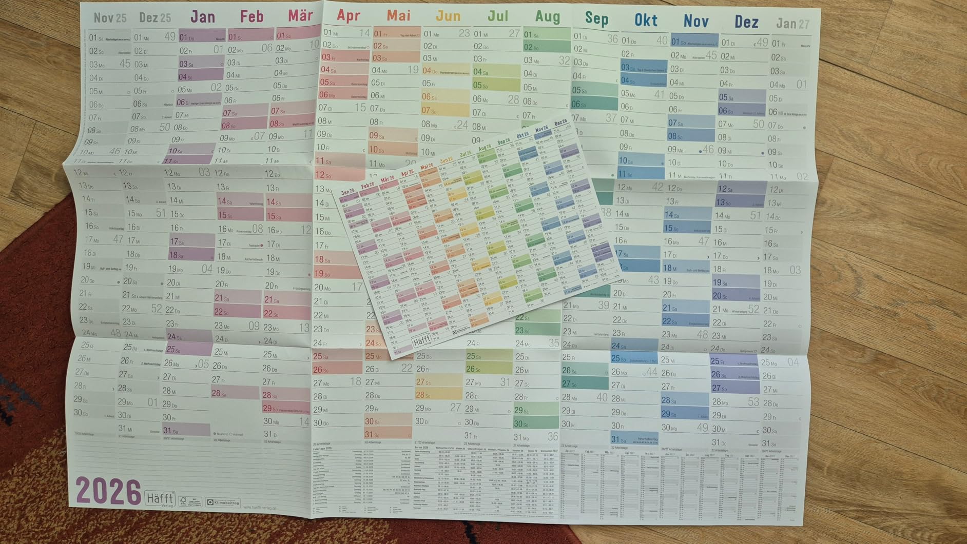 Wandkalender 2026 2027 2 Jahre DIN B1 XXL (70,7 × 100 Cm) Quer + Gratis A3 Planer – Mit Feiertagen DE