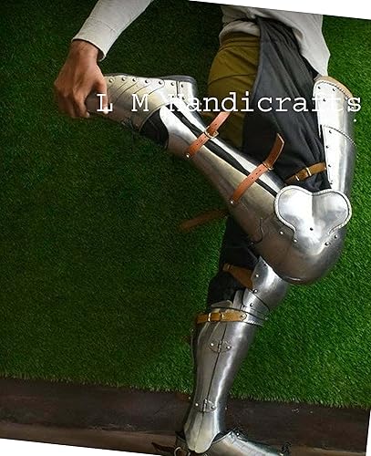 Vista 3 de Medieval SCA Combat Leg Armor Plate Cuisses with poleyns Caballero Completo Armadura de pierna con zapatos Set Recreación armadura de pierna