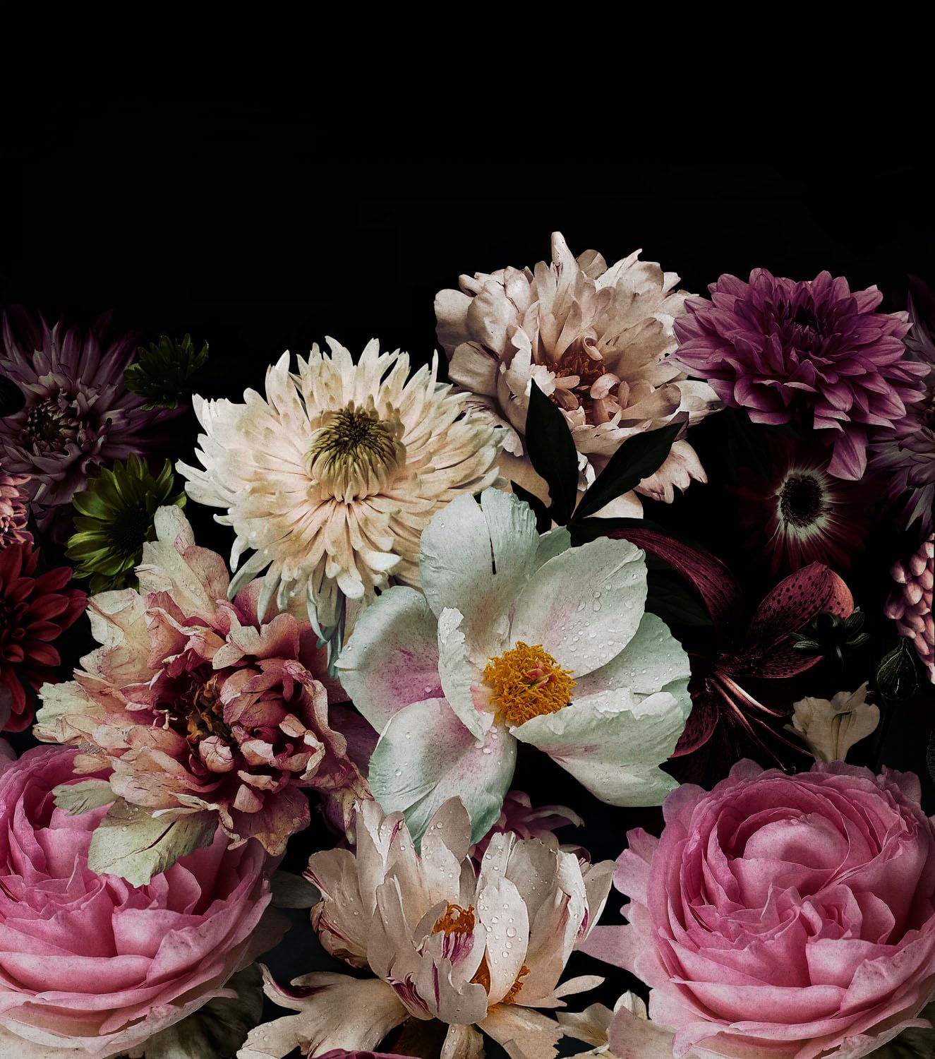 Papier peint photo floral pour masquer un mur dégradé Rasch Magicwalls intissé rose