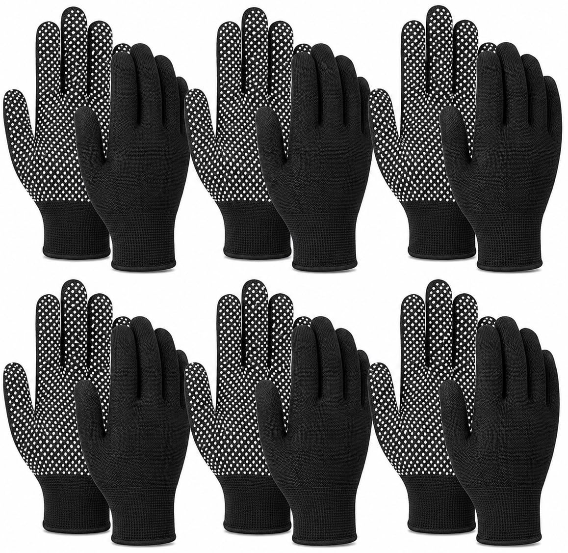 ITISMUNGO 6 Pairs Work Gloves with Anti-Slip Grip Dots - Thin Breathable Cotton Gloves for Men & Women - Stretchy Cloth Gloves for Warehouse,
