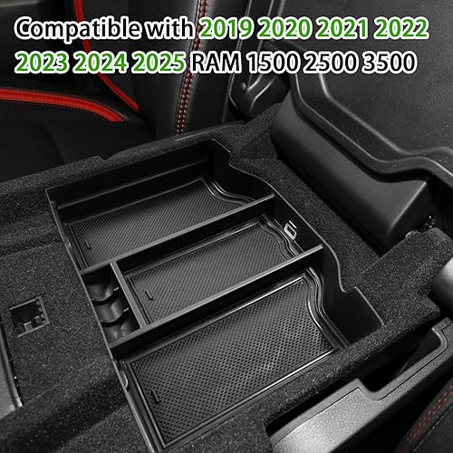 Miniatura 3 de TACOBRO Organizador de consola central compatible con Dodge RAM 2019-2023 2024 1500 2500 3500 accesorios bandeja de inserción para reposabrazos