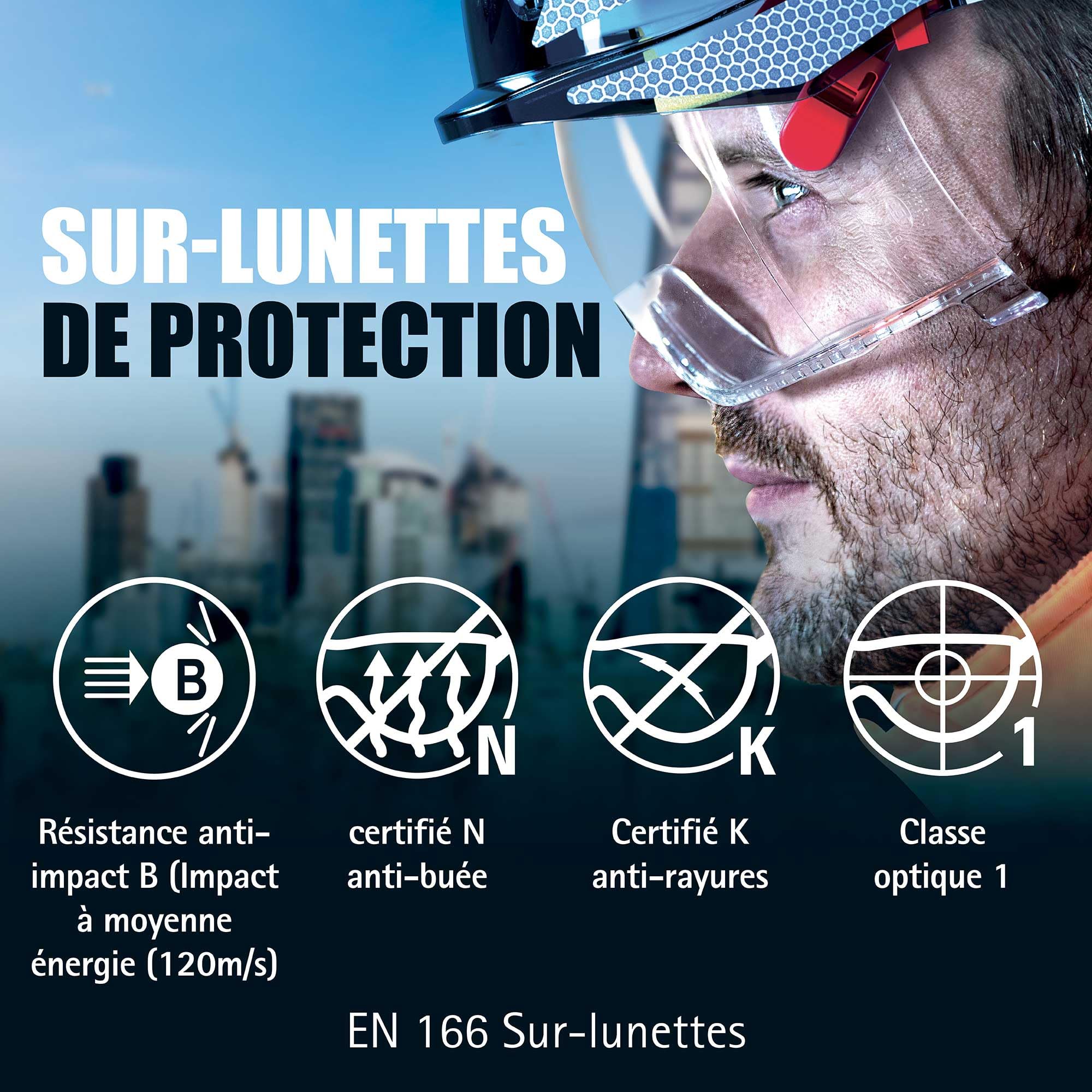 JSP Evo VISTALENS Casque de sécurité avec Lunettes intégrées - Aéré - Blanc/Fumé - Casque Chantier avec visière de Protection pour démolition, Industrie & travaux Routiers - en 397