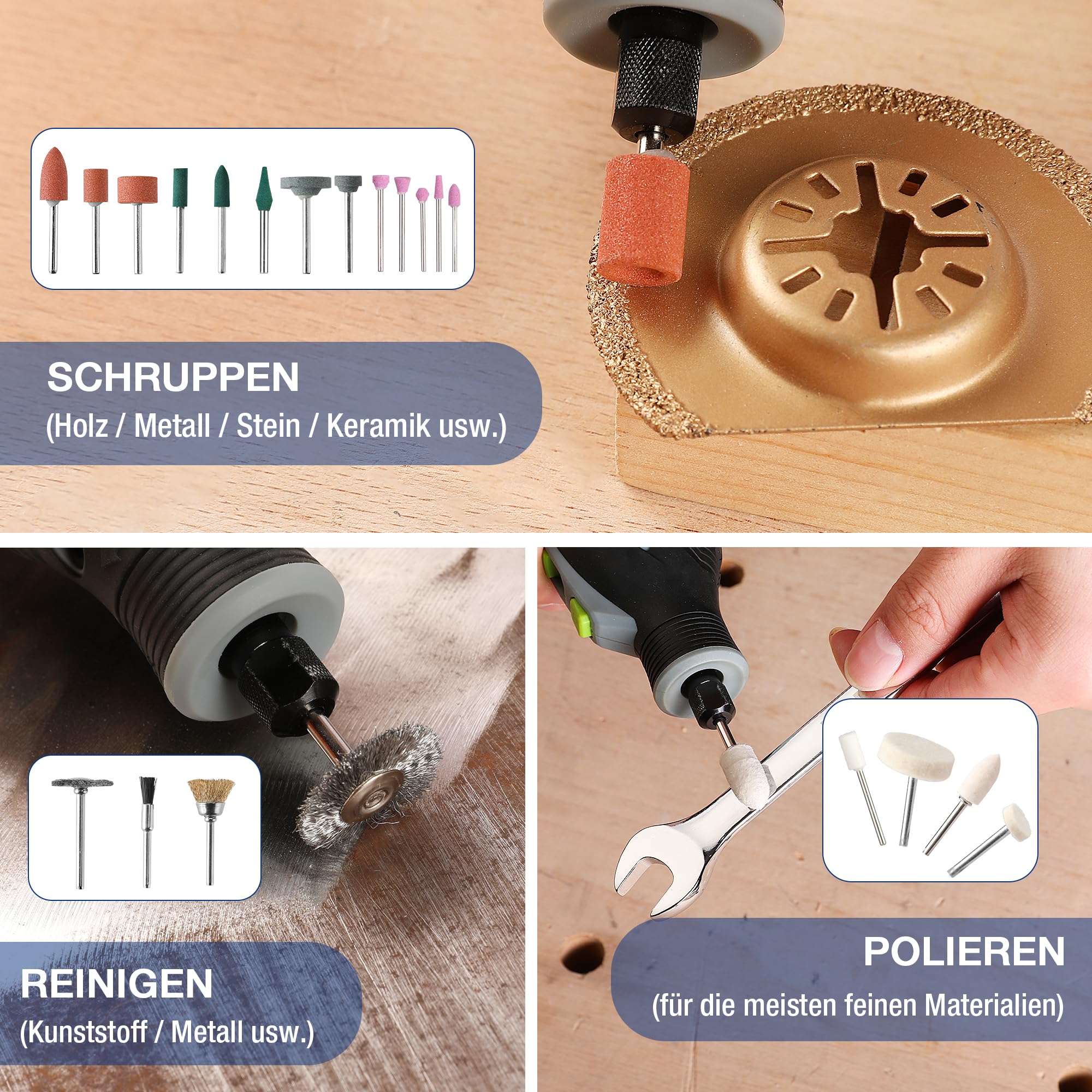 WORKPRO 698-tlg. Multifunktionswerkzeug Zubehör Set, Rotationswerkzeug Zubehör zum Schneiden, Schleifen, Polieren, Gravieren, Bohren und Reinigen