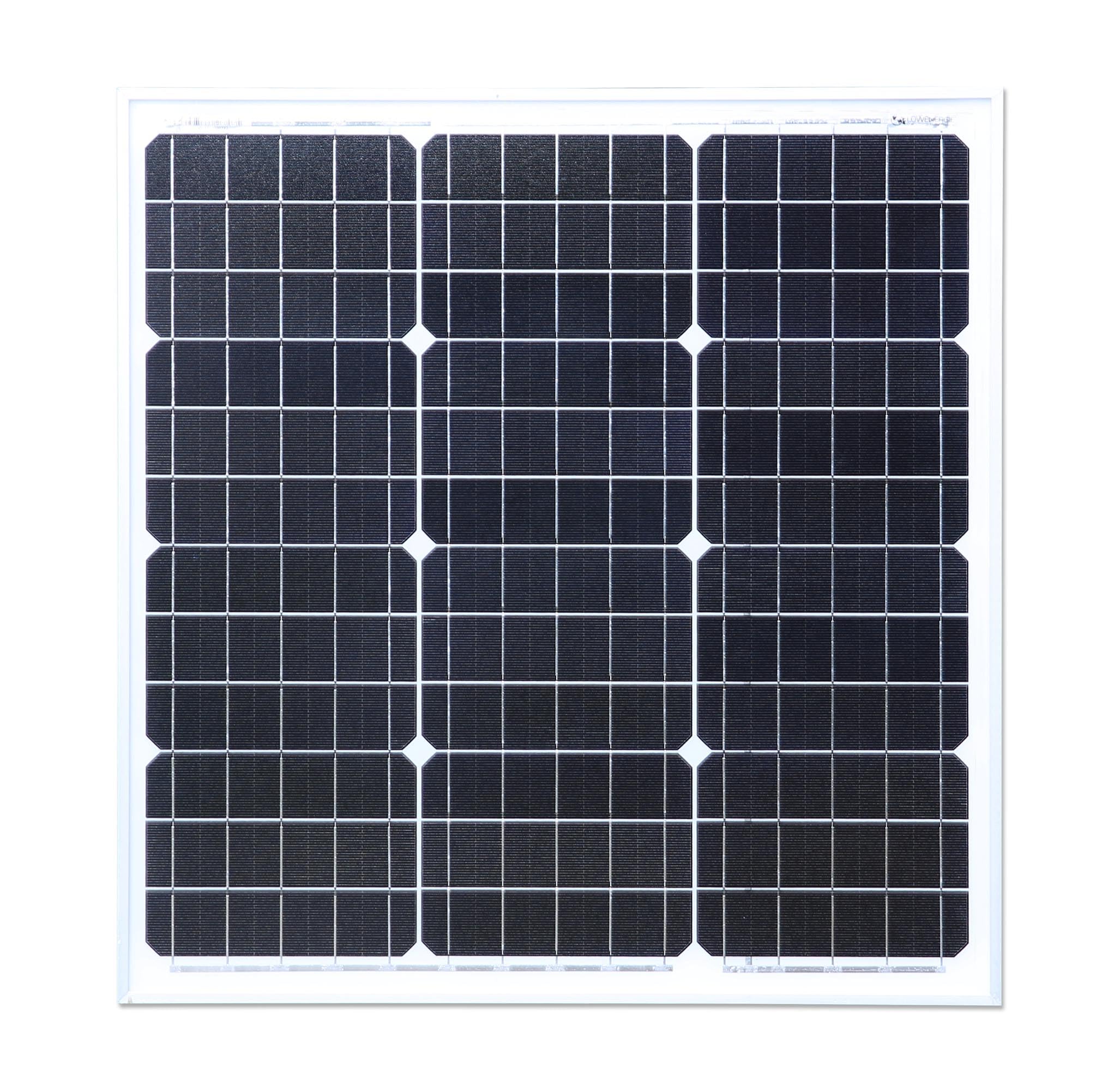 Lowenergie 40W Mono Solar Panel Premium Quality PV Photo-Voltaic Panel. Ideal for Caravans, Boats, Gardens, Camping & Motorhomes.