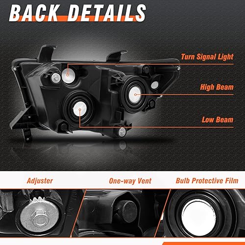 Miniatura 4 de Conjunto de faros delanteros Toyota Tundra 2007-2013 (sin modelos de nivelación de faros)Faro delantero Toyota Sequoia 2008-2017 (12-14 modelos sin