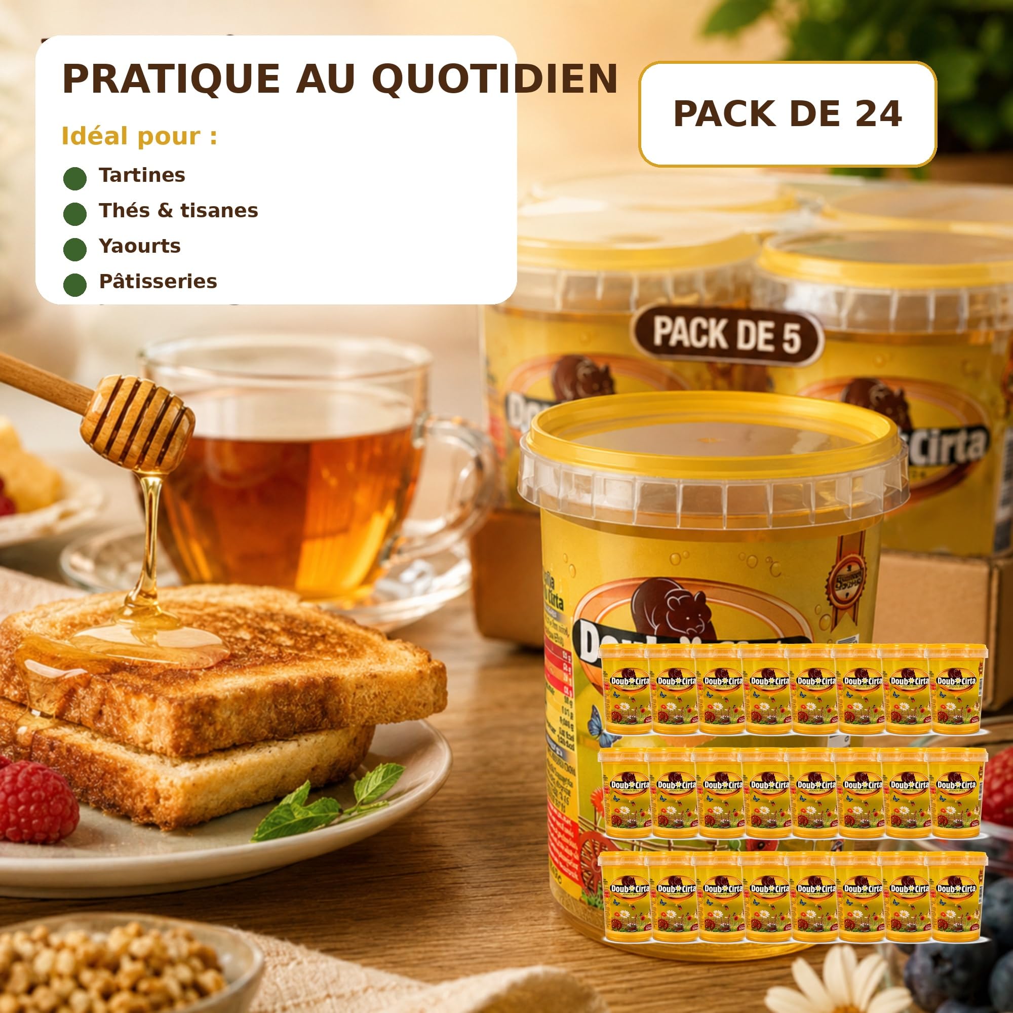 Doubsirta Sirop de Glucose 500g – Pack de 24 Pots – Sirop de Glucose pour Pâtisserie, Gâteaux, Confiserie, Desserts, Glaçages et Recettes Maison