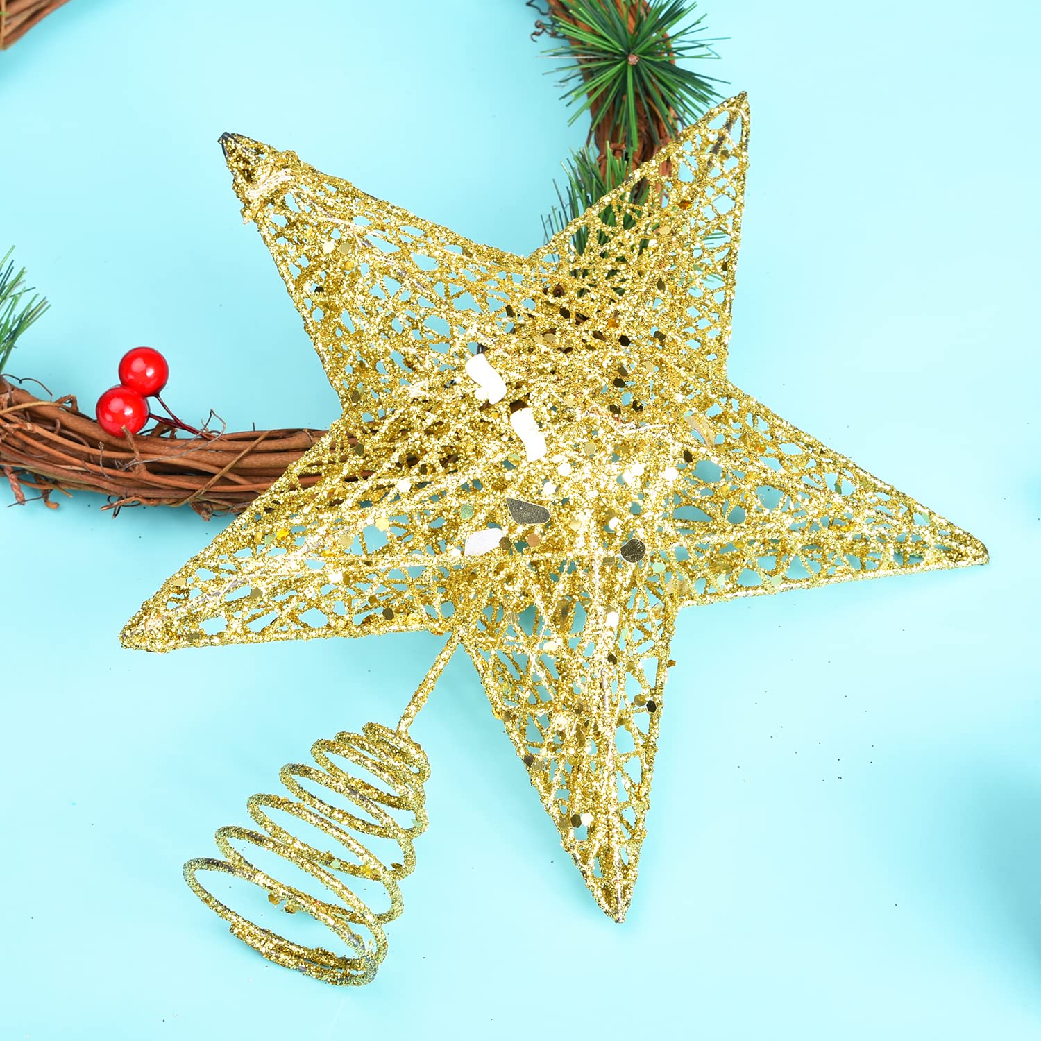 50 Pièces Jour De Noël Arbre De Noël Placage Arbre Haut étoile Décoration Or Et Argent étoile à Cinq Branches Décoration Suspendue