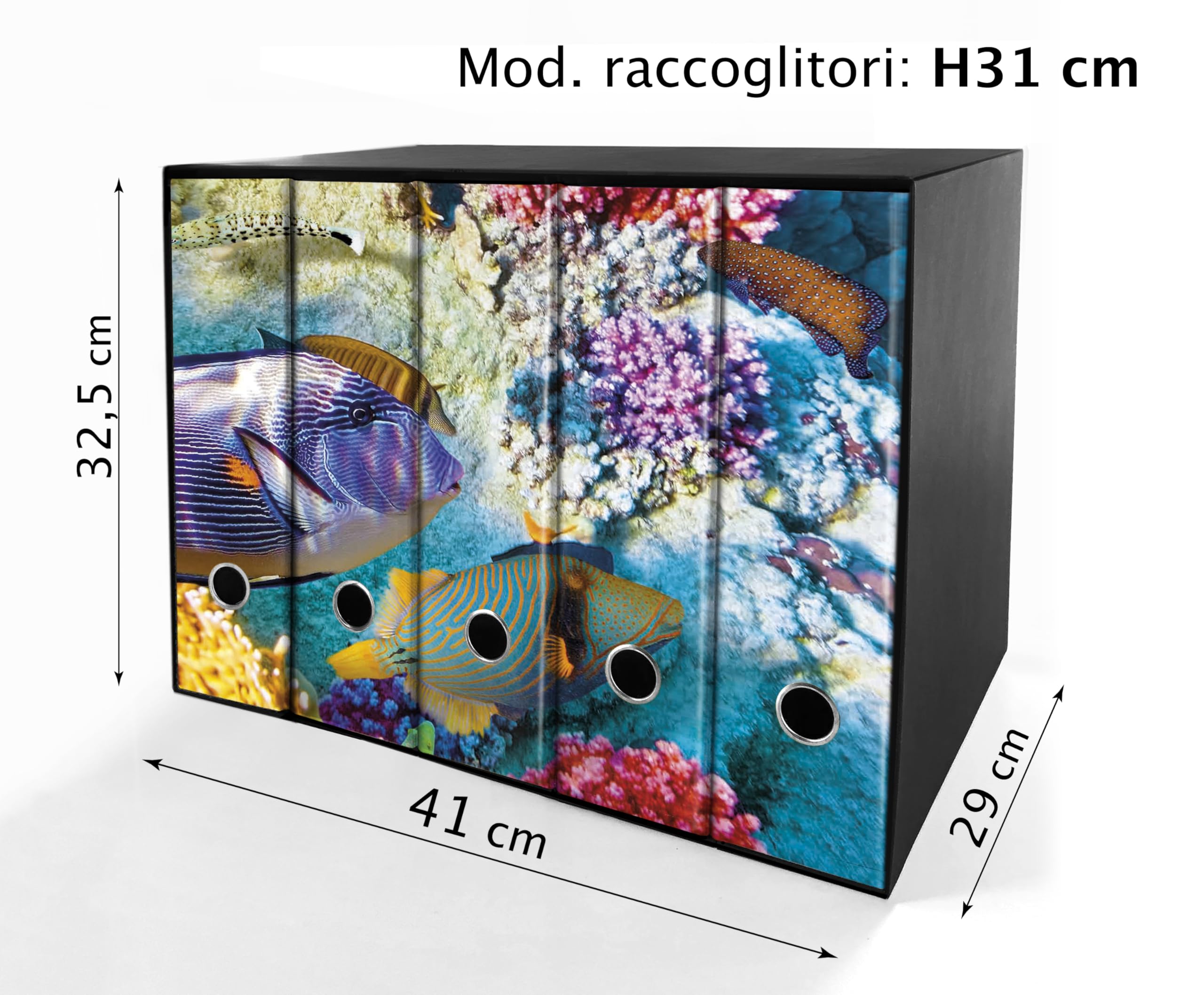 SET da 5 Raccoglitori ad anelli - PESCI (28x31 cm con 2 anelli) Multicolore