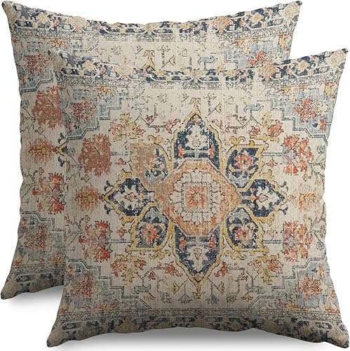 Miniatura 9 de Juego de 2 fundas de almohada bohemias de 18 x 18 pulgadas  18.0 x 18.0 in., diseño floral bohemio, fundas de almohada decorativas para exteriores,