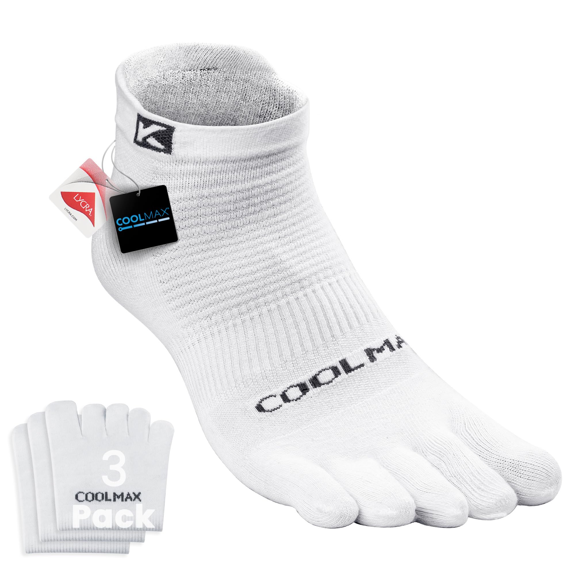 Coolmax - Calcetines de compresión acolchados para correr, 3 pares para hombre 4-13, mujer 5-14