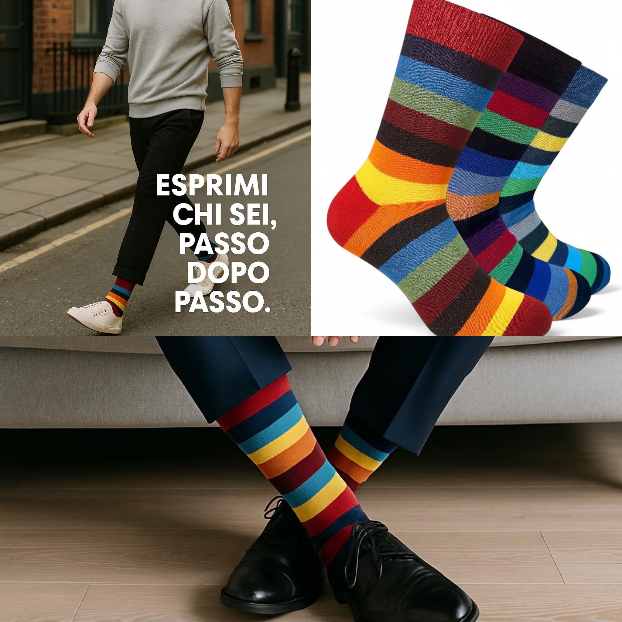 Lucchetti Socks Milano 6 paia calze uomo CORTE cotone filo di scozia elasticizzato estive in fantasia