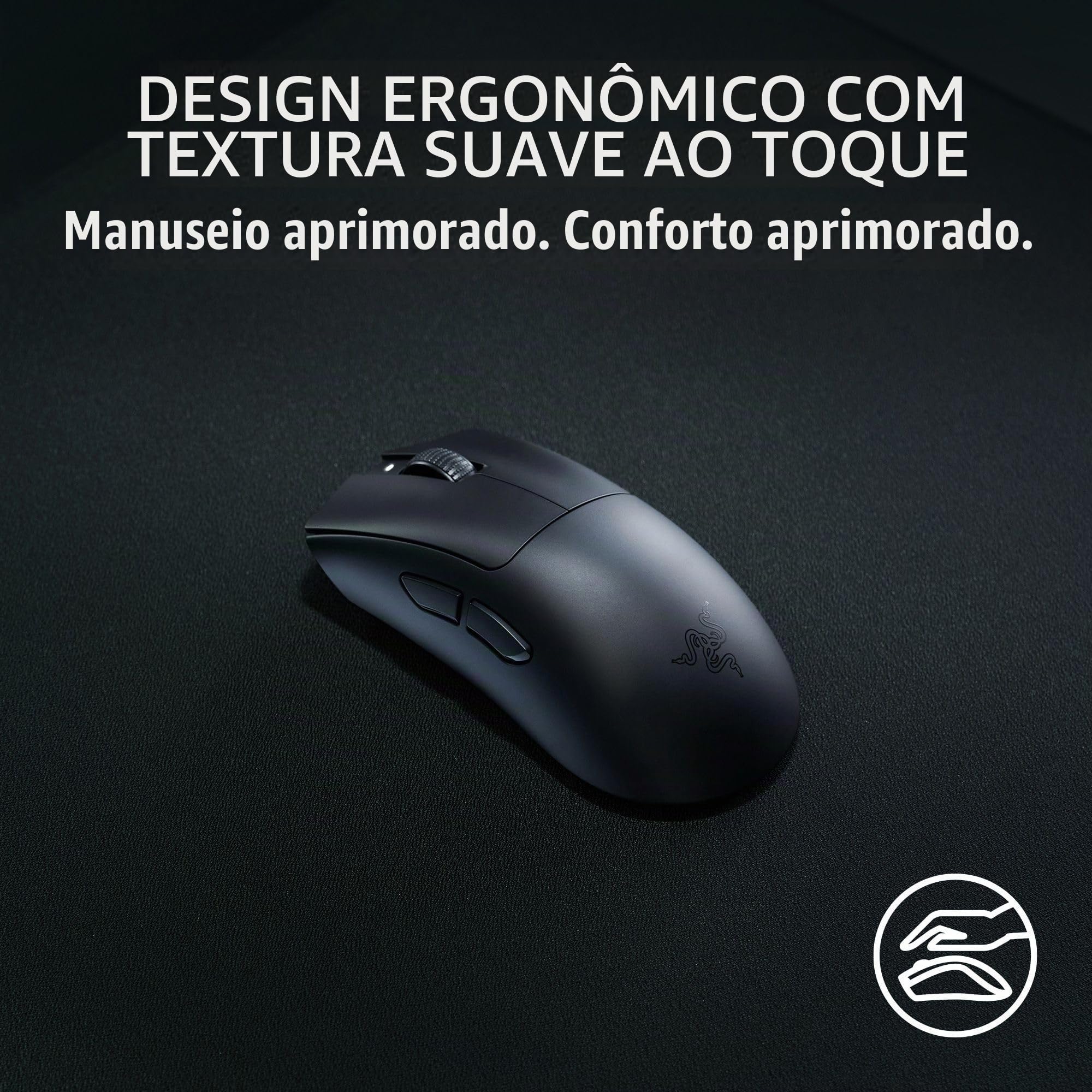 Razer DeathAdder V3 HyperSpeed Preto Mouse Gamer Ergonômico Sem