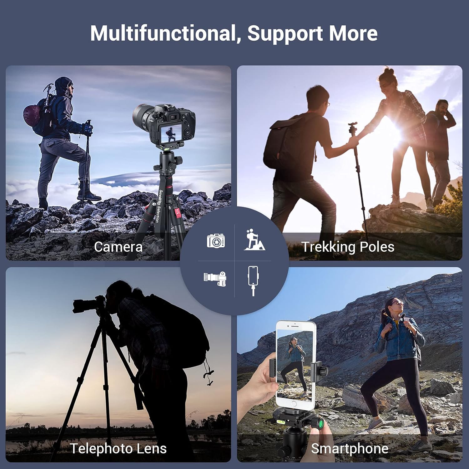 SmallRig Selection Lightweight 78" Aluminum Camera Tripod Monopod, Foldable DSLR Tripod for Travel, w/ 360 Degree Ball Head Quick Release Plate, Max. Payload 33lb, Adjustable Height from 18.5" to 78" : Electronics