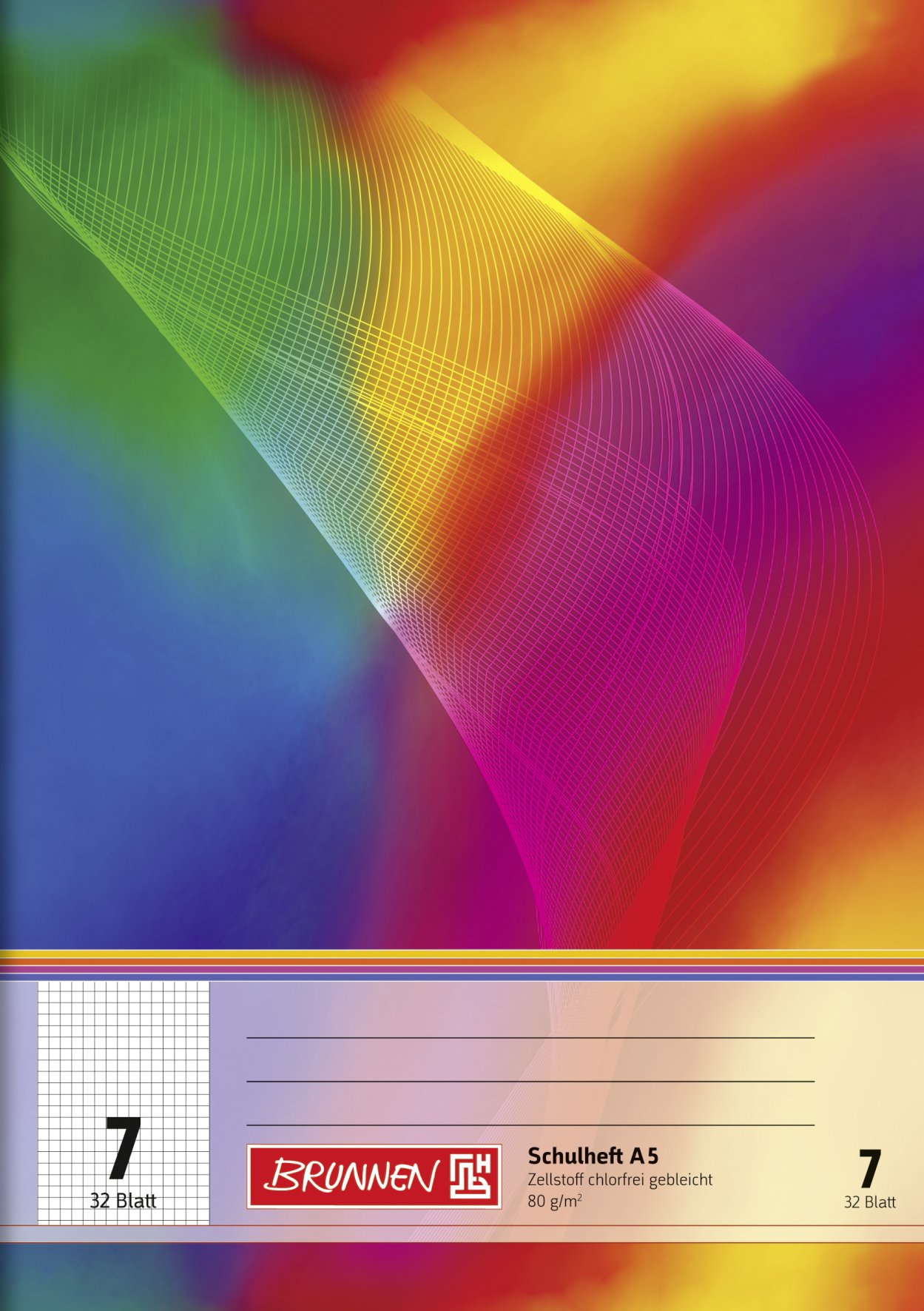 Brunnen 104530702 Exercise Book A5 (32 Sheets, 5 mm Squared, ruling 7)