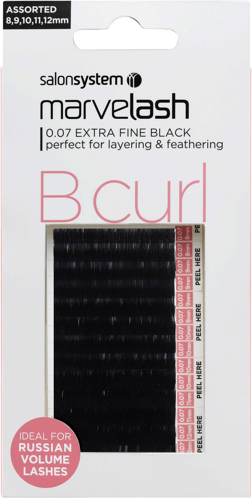 marvelash B Curl Lashes 0.07 Ultra Fine, Assorted Black