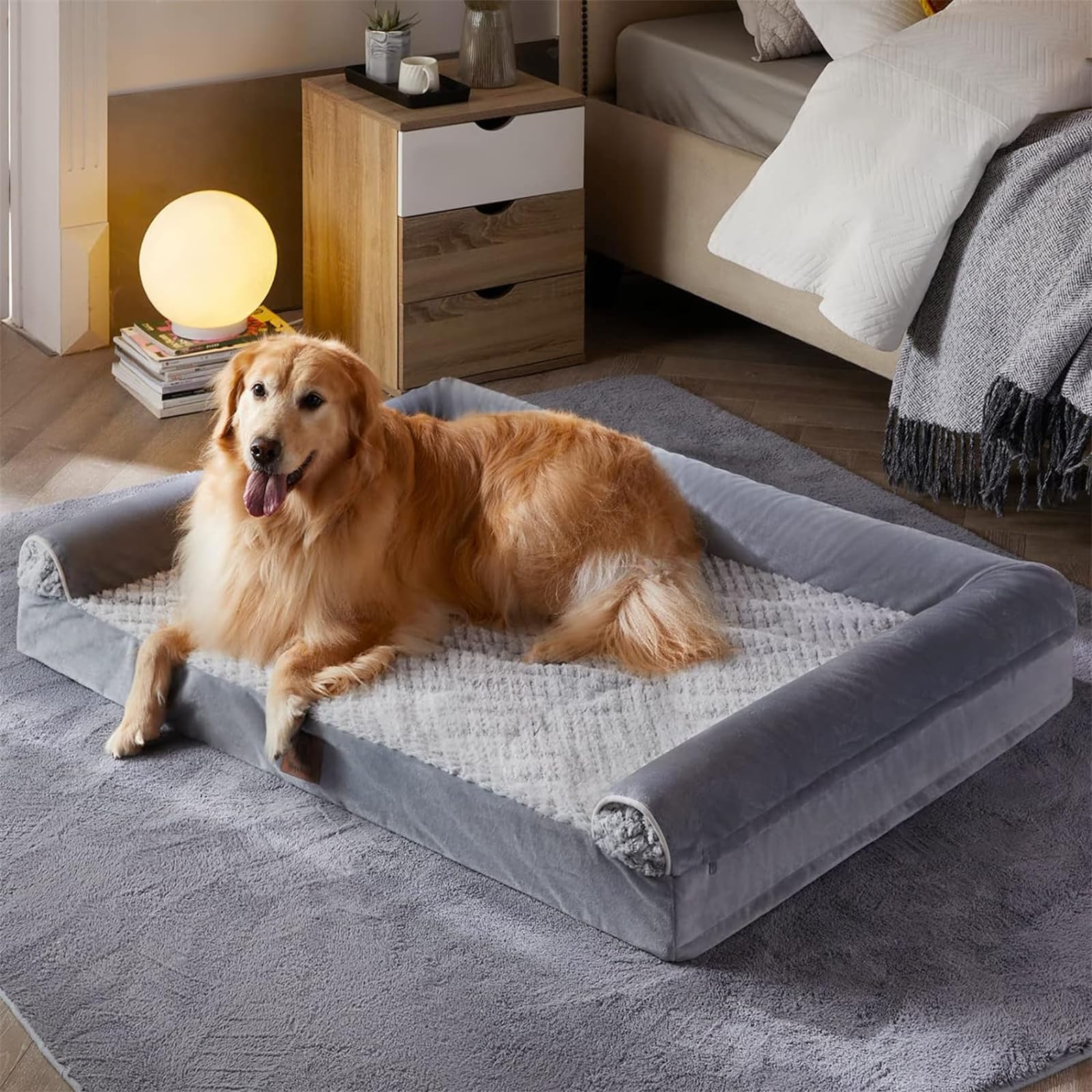 Amazon | QIYANER 中型犬と大型犬用の犬用ベッド、取り外し可能な防水