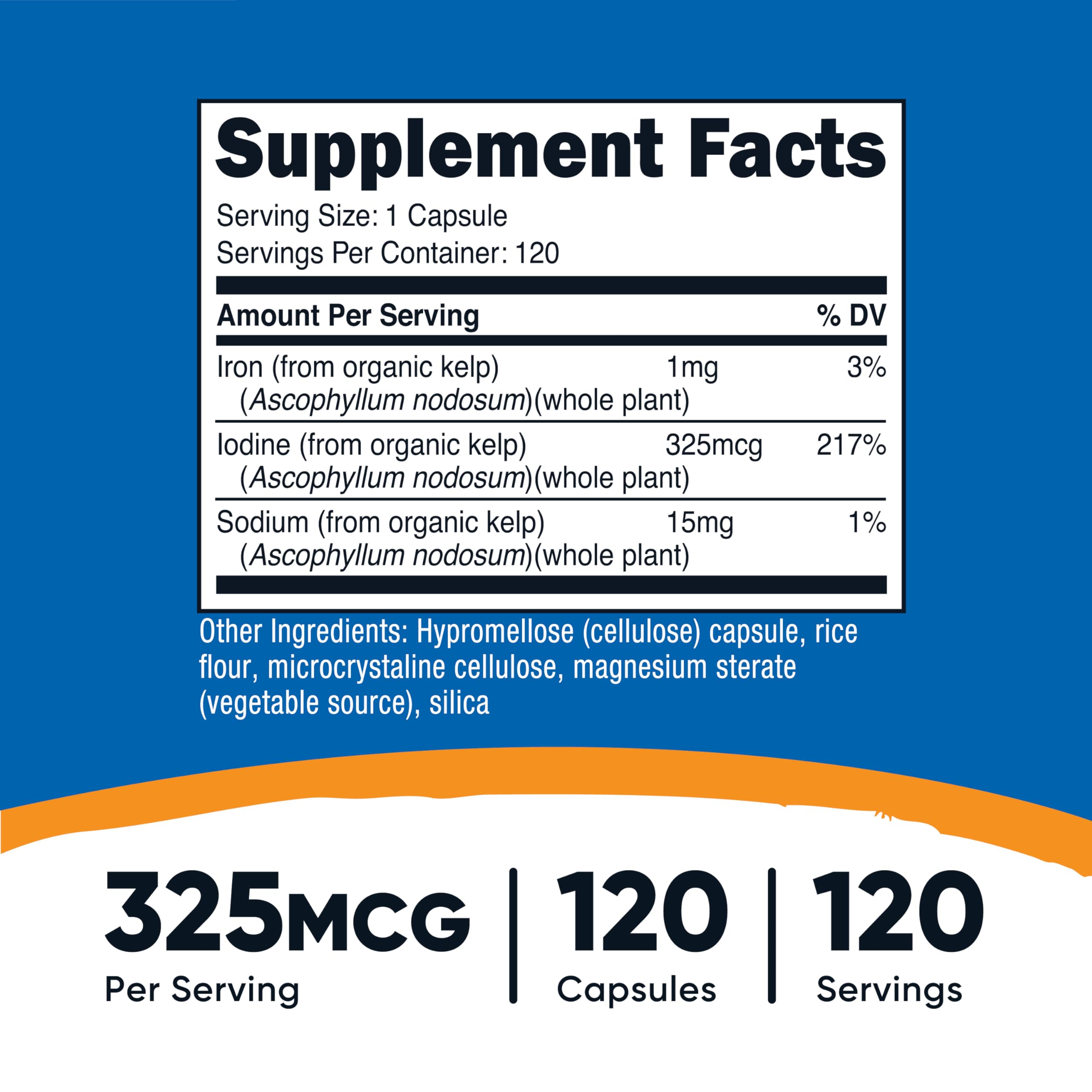 Nutricost Iodine, Natural Iodine from Organic Sea Kelp, 325mcg, 120 Caps — Amazon image 2