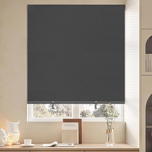 Persianas enrollables 100 % opacas, sin taladro, sin herramientas, sin cables, con aislamiento térmico, protección UV, privacidad para habitación