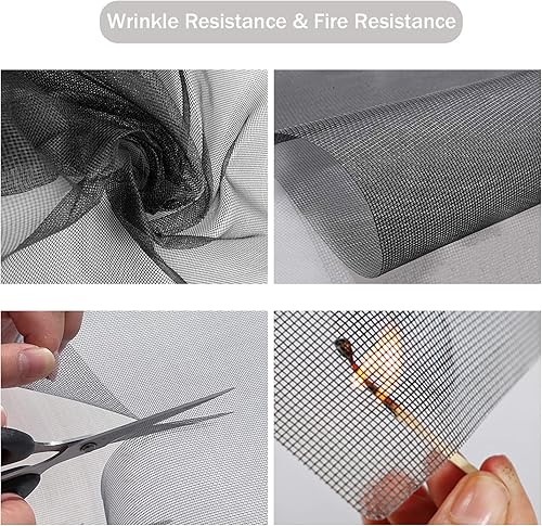 Miniatura 3 de Kit de repuesto de pantalla de ventana, malla de fibra de vidrio de 59 x 106 pulgadas con herramienta rodante y ranura de retención de pantalla,