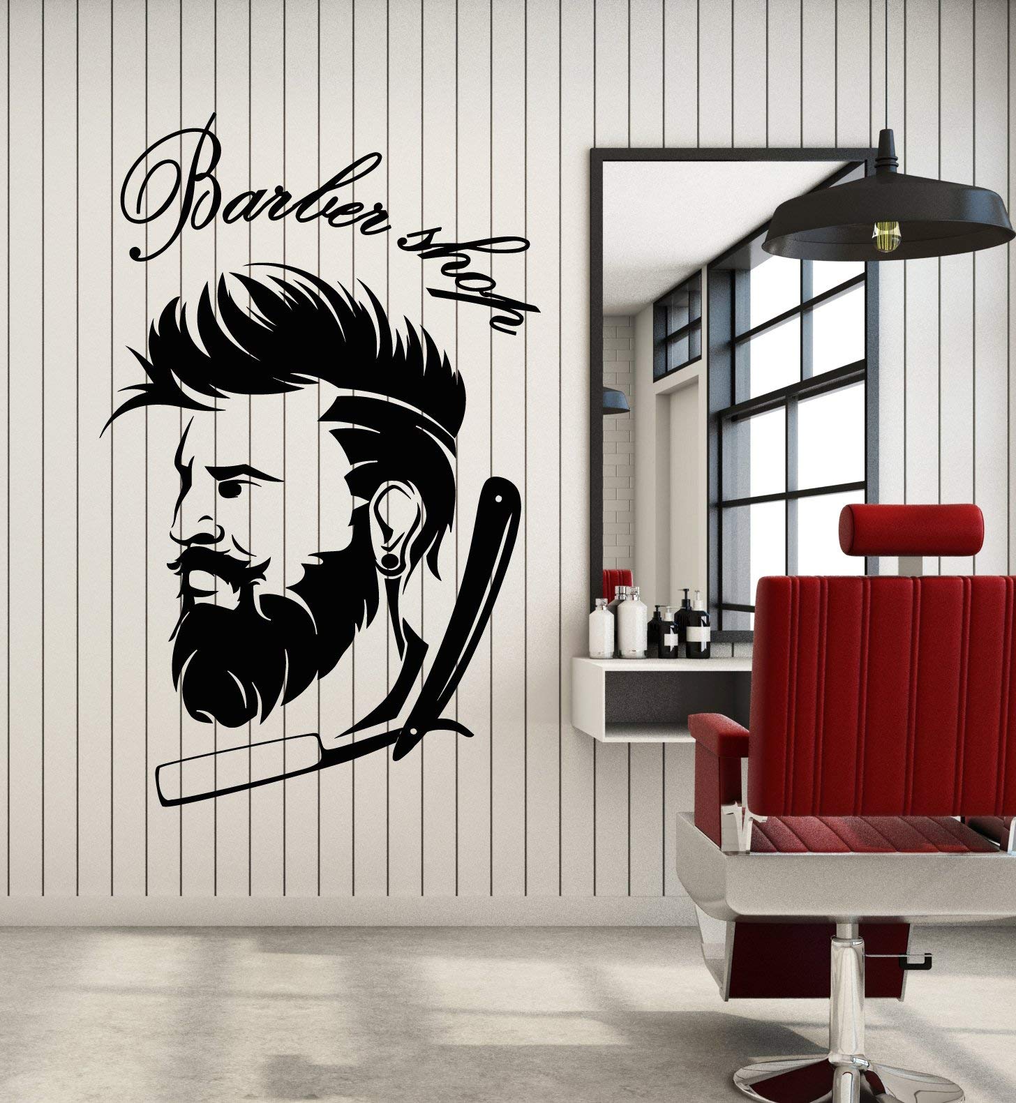 Amazon.com: Vinyl Wall Decal Barber Icon Man's Hair Salon Shaving  Barbershop Stickers Mural Large Decor (g3000) Black : Tools & Home  Improvement