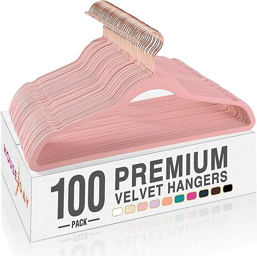 Miniatura 10 de HOUSE DAY Perchas de terciopelo gris, paquete de 60 perchas de ropa de alta calidad, perchas de fieltro antideslizantes, perchas grises resistentes,