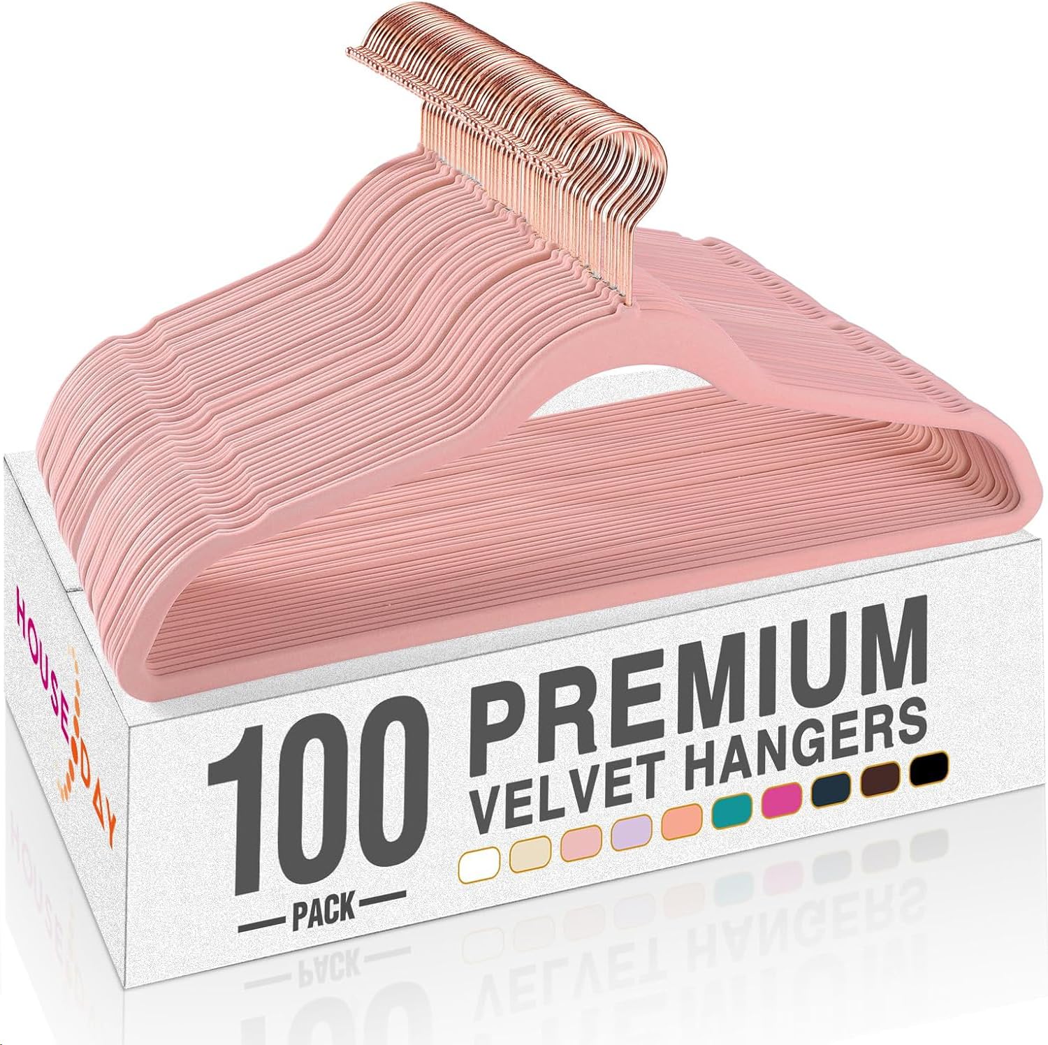 HOUSE DAY Pink Velvet Hangers 100 Pack, Premium Non-Slip Felt Hangers