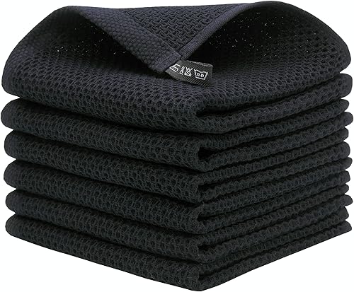 Miniatura 1 de Mia'sDream Paños de cocina de algodón natural, paños de cocina de tejido gofre, toallas de mano suaves y absorbentes, 12 x 12 pulgadas, paquete de 6