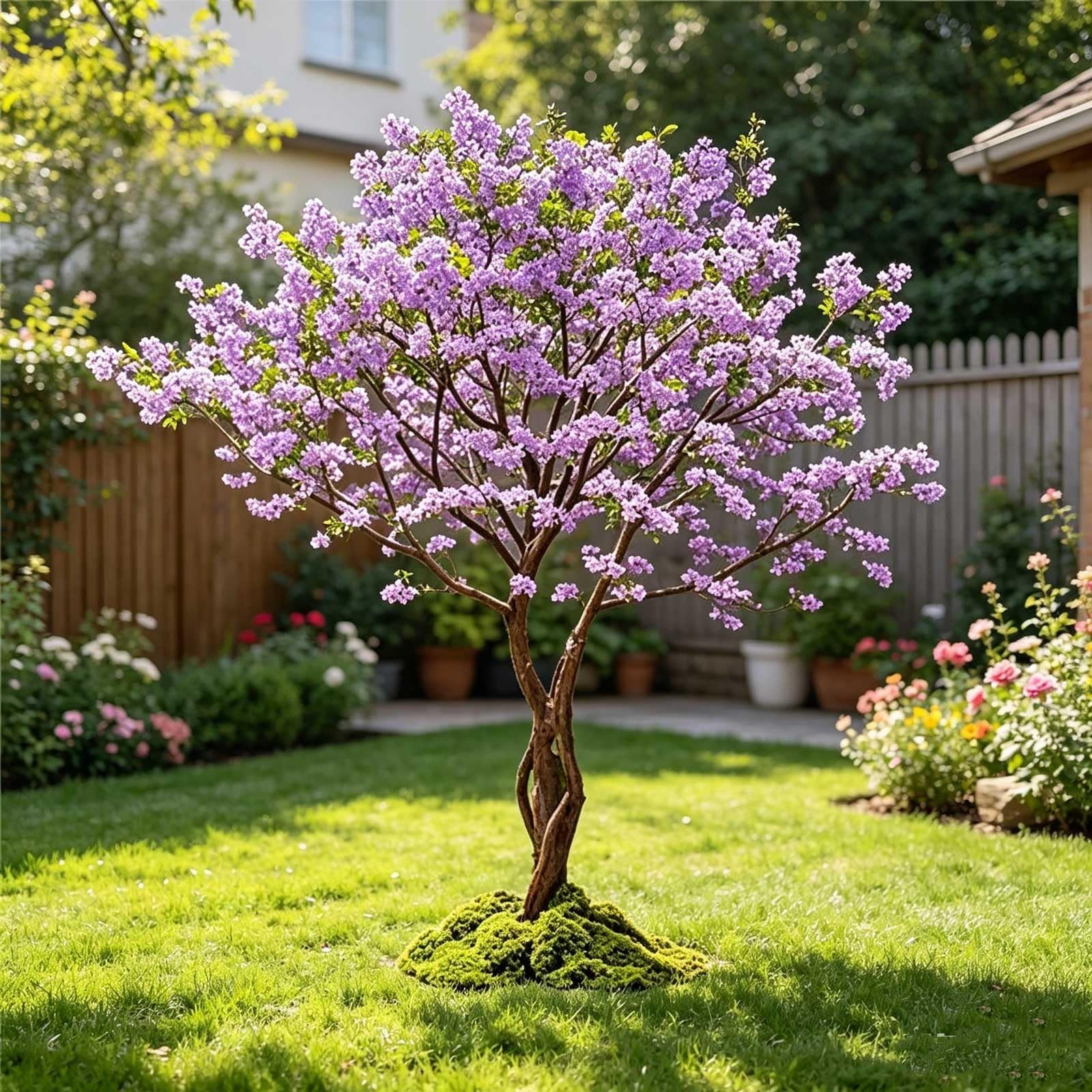KIBONCY Artificial Lilac Tree, Jacaranda Wisteria Cherry and Peach Trees - Scenery Props for Background Enhancement(2.5mx2m)