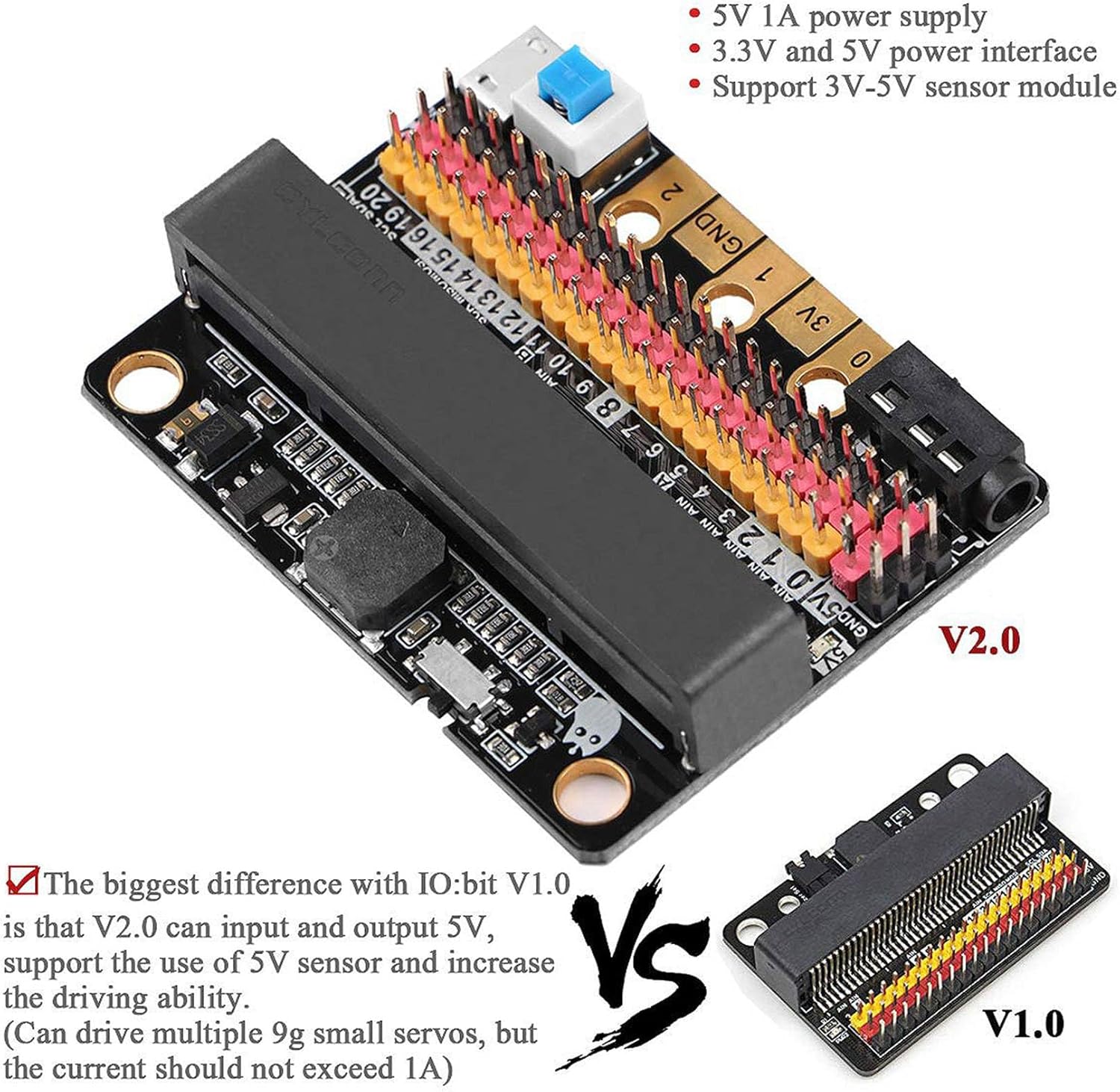 KittenBot IOBIT V2.0 for micro:bit — スイッチサイエンス 10X マイクロビット拡張ボード、IOBIT V2.0ブザー付きブレイクアウトアダプターシールド、 Micro：Bit KidsのP