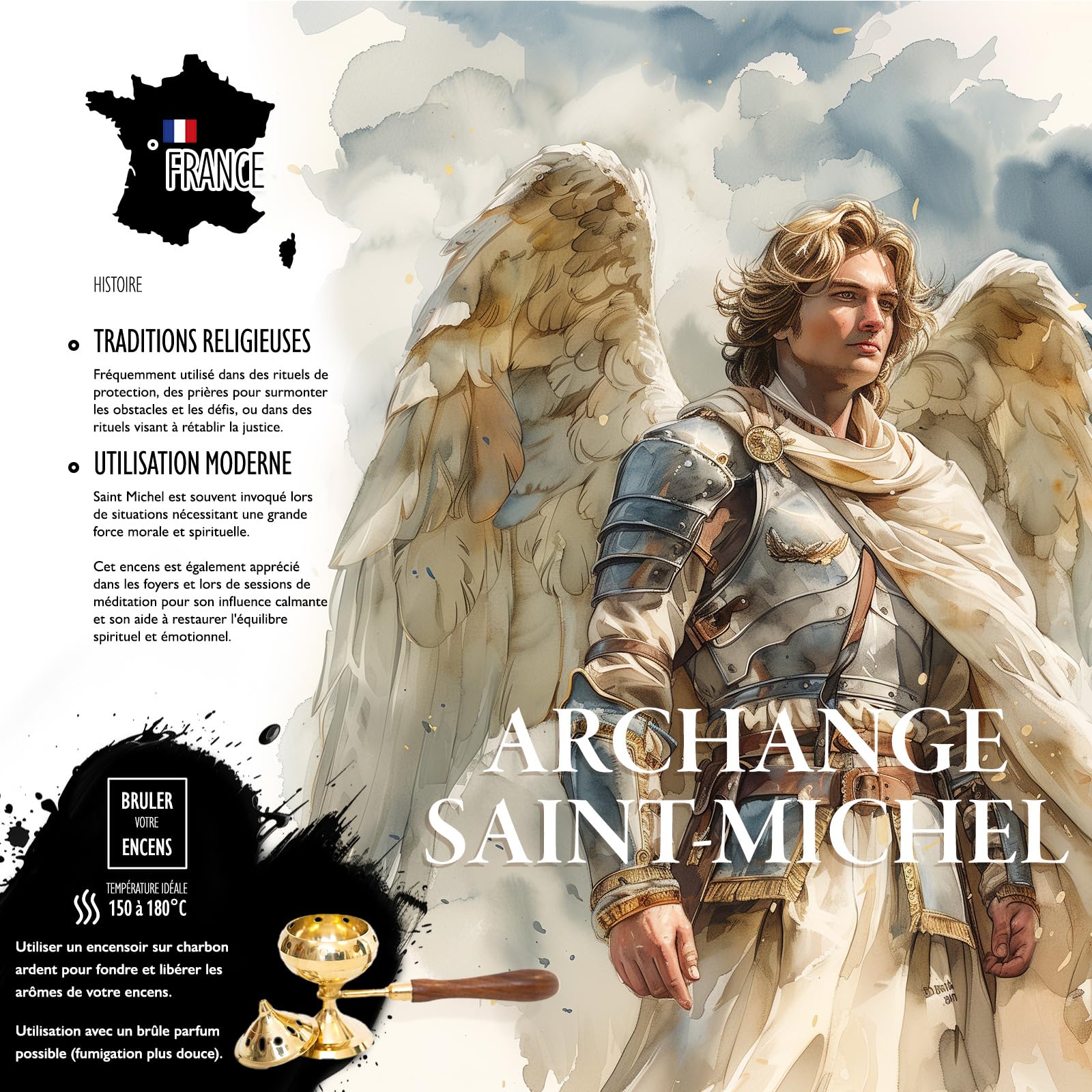 Encens Archanges St Michel résine 50gr Fumigation Brule Parfum Protection