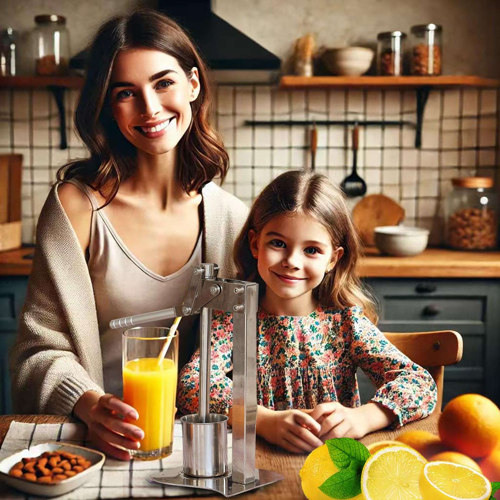 Yooleantu Stainless Steel heavy duty Lemon press Squeezer, fruit crusher, Lemon lemonade Smasher machine,lemonade juicer machine,citrus juicer, fruit muddler machine with 1pc cup (straight)